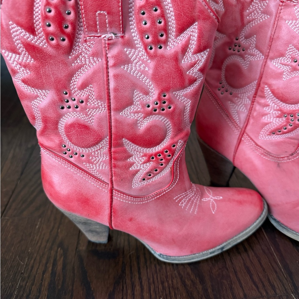 Red/Pink Western Cowboy Boots - Picture 3 of 5